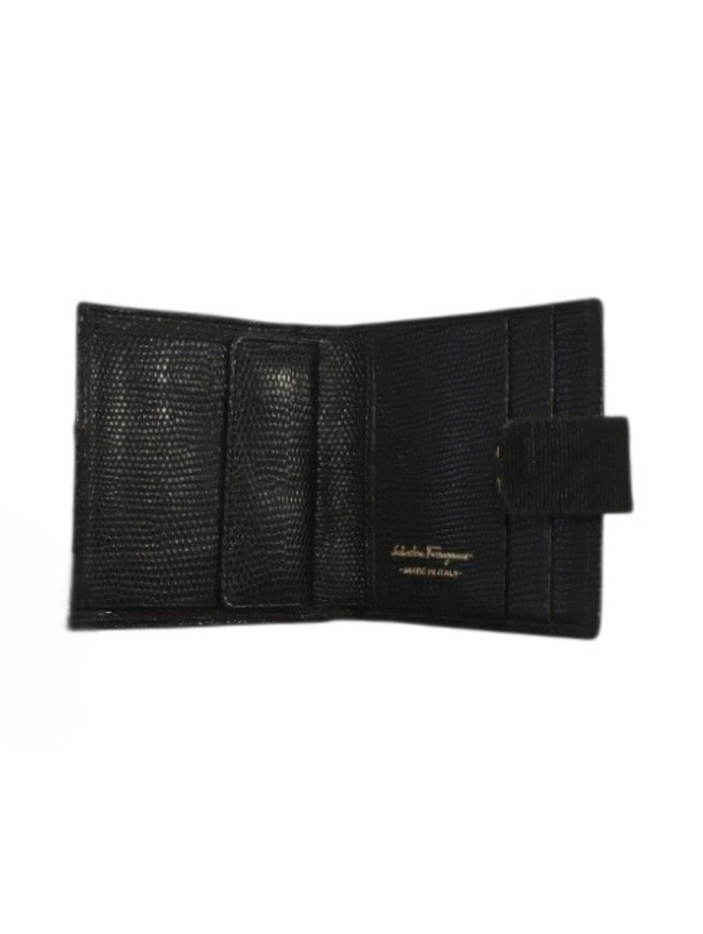 Salvatore Ferragamo Authentic Black Leather Wallet with Gold Logo Plaque - Picture 3 of 12